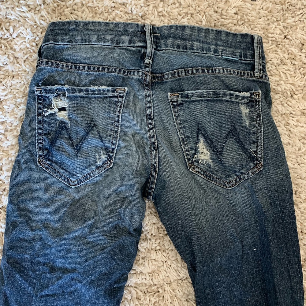 Mother distressed denim skinny jean